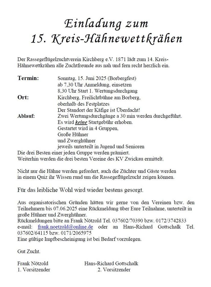 Kreishähnewettkrähen 2025 Kreis-Hähnewettkrähen 2025