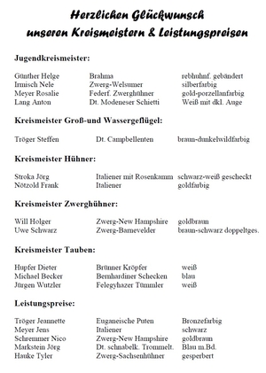 Kreismeister und Leistungspreis 2025